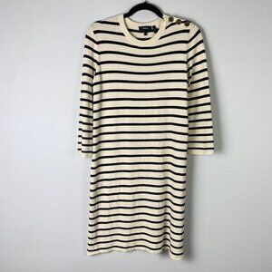 Theory Black and Cream Striped Dress